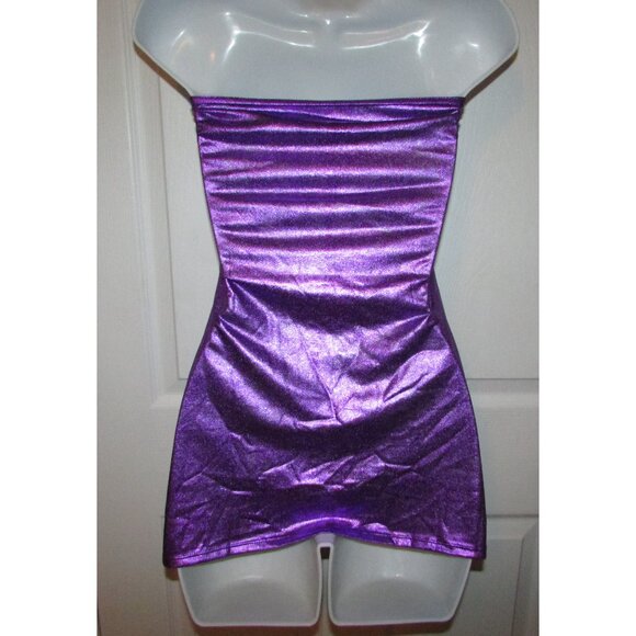 Purple Metallic Mini Dress and Thong Panty - Med - NEW - Picture 7 of 9